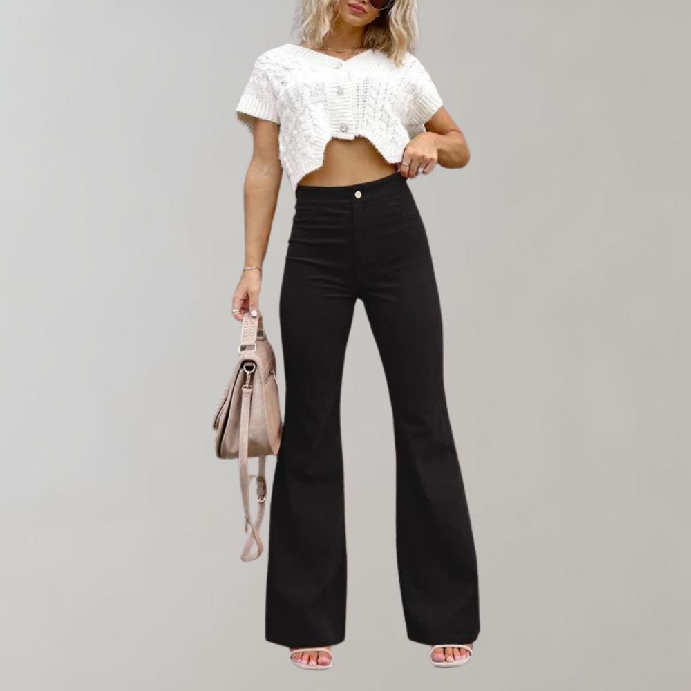 Flare broek in ribfluweel