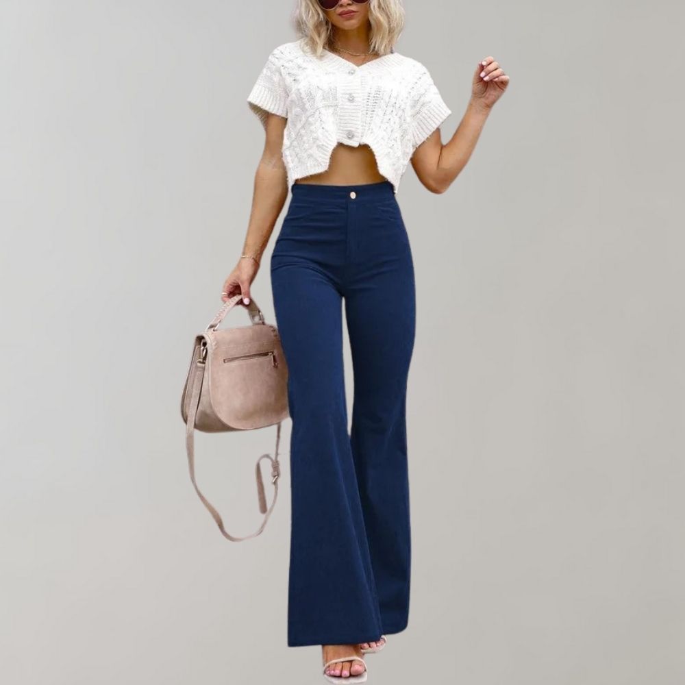 Flare broek in ribfluweel