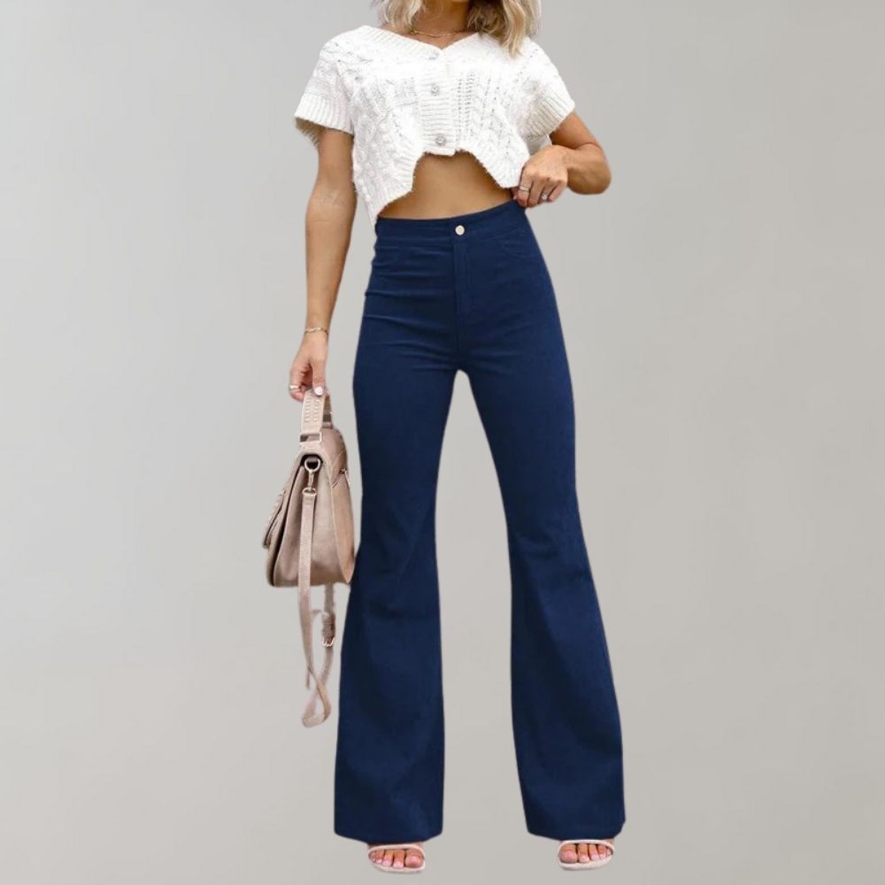 Flare broek in ribfluweel