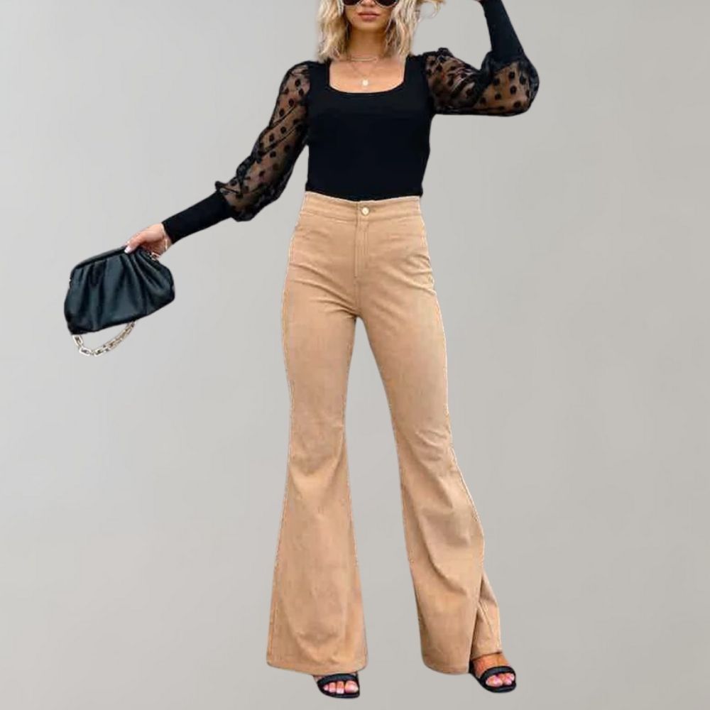 Flare broek in ribfluweel