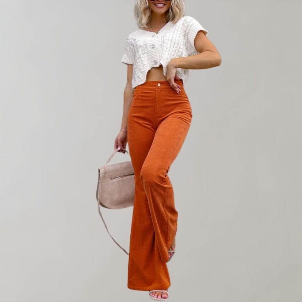 Flare broek in ribfluweel