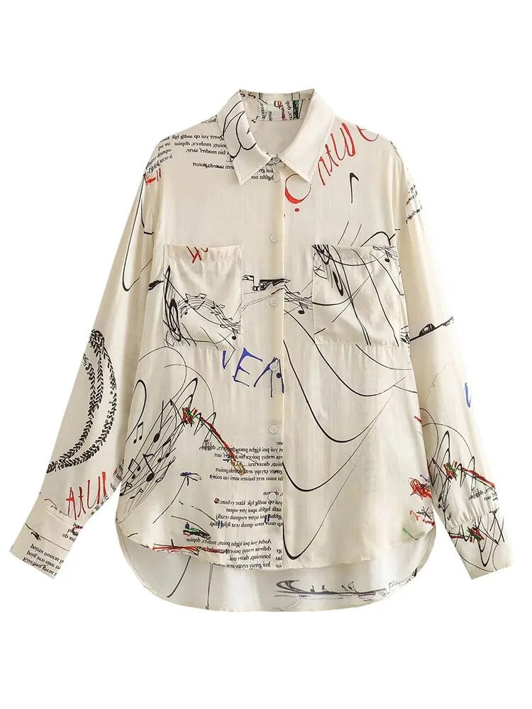 Bedrukte blouse met asymmetrische snit