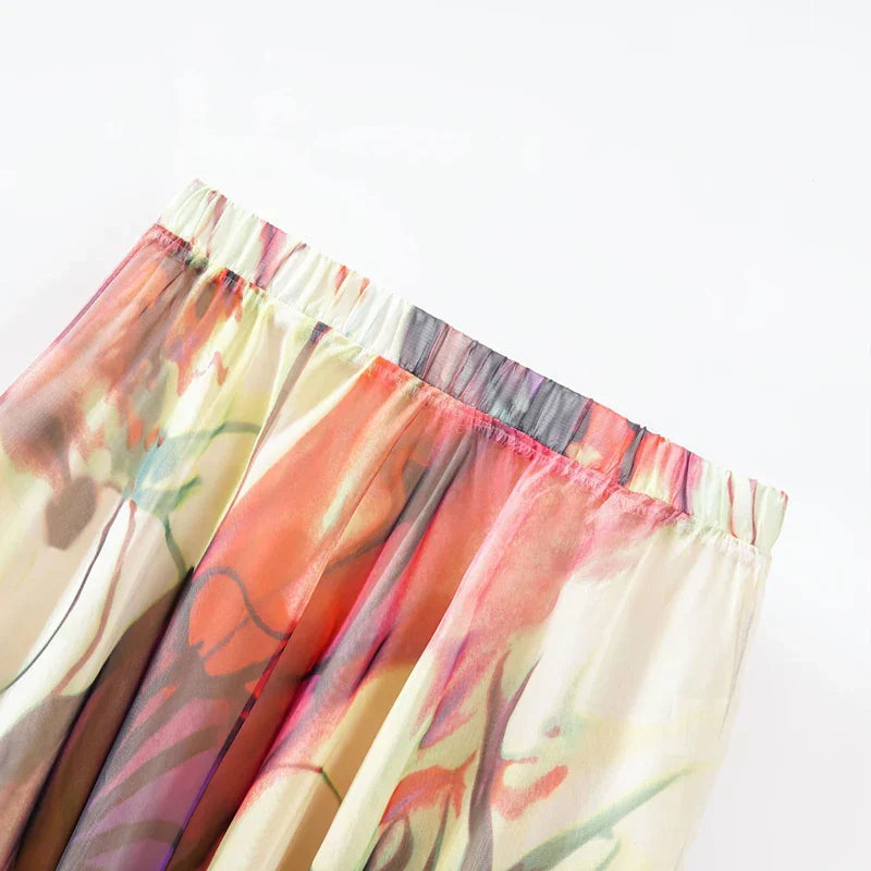 Maxi lange rok met vintage bloemenpatroon