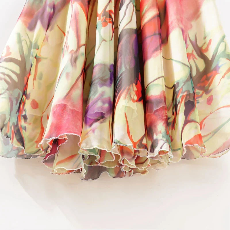 Maxi lange rok met vintage bloemenpatroon