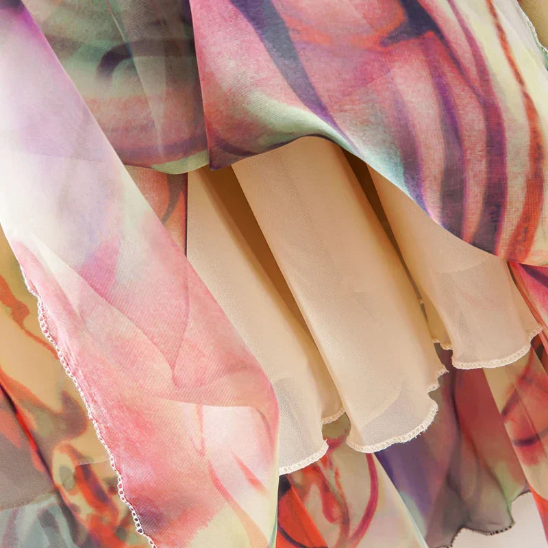 Maxi lange rok met vintage bloemenpatroon