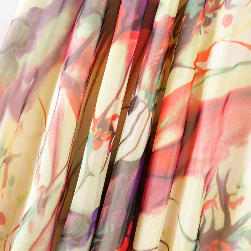 Maxi lange rok met vintage bloemenpatroon