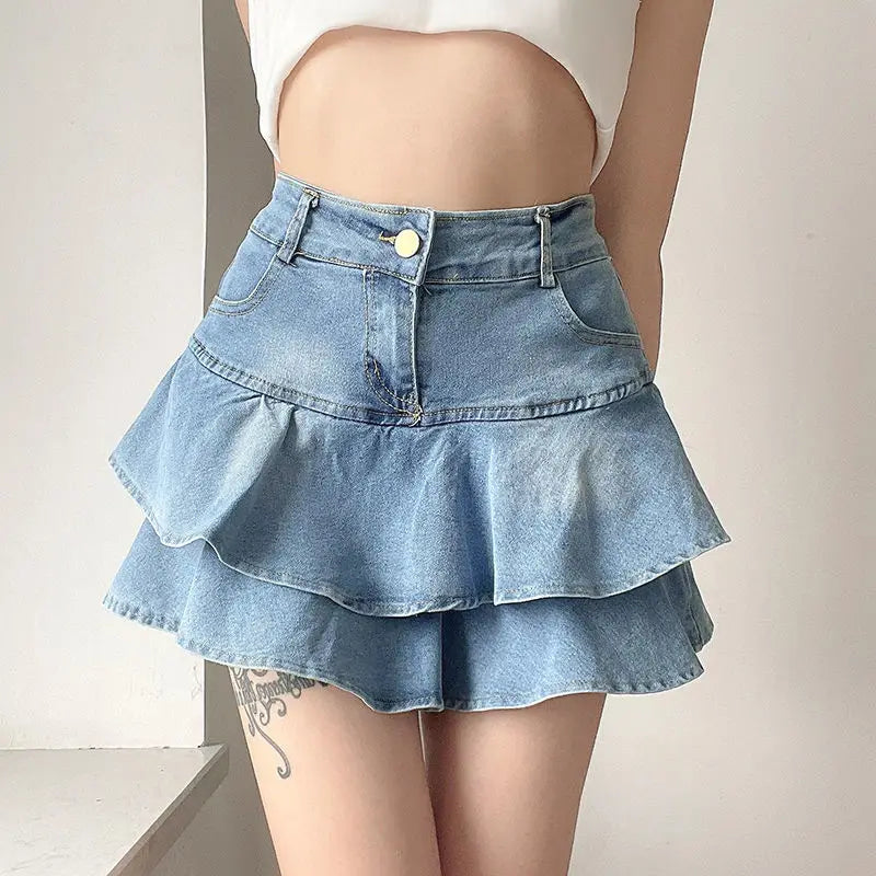 Denim shorts met franje