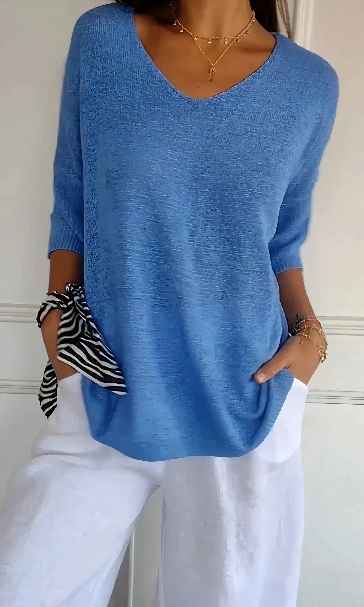 Gebreide top met V-hals