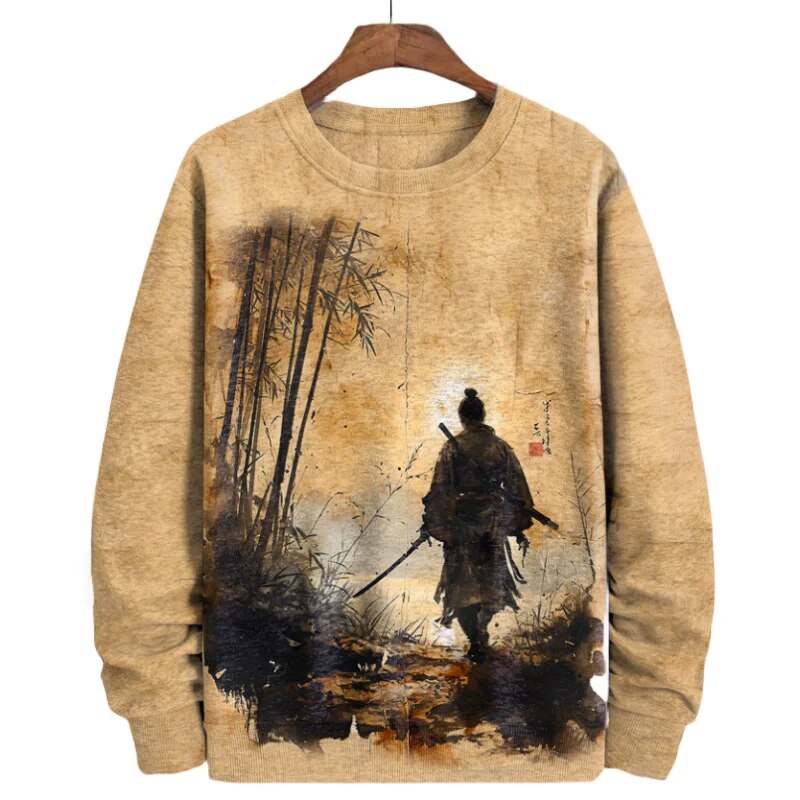 Vintage Samurai print Heren Sweatshirt