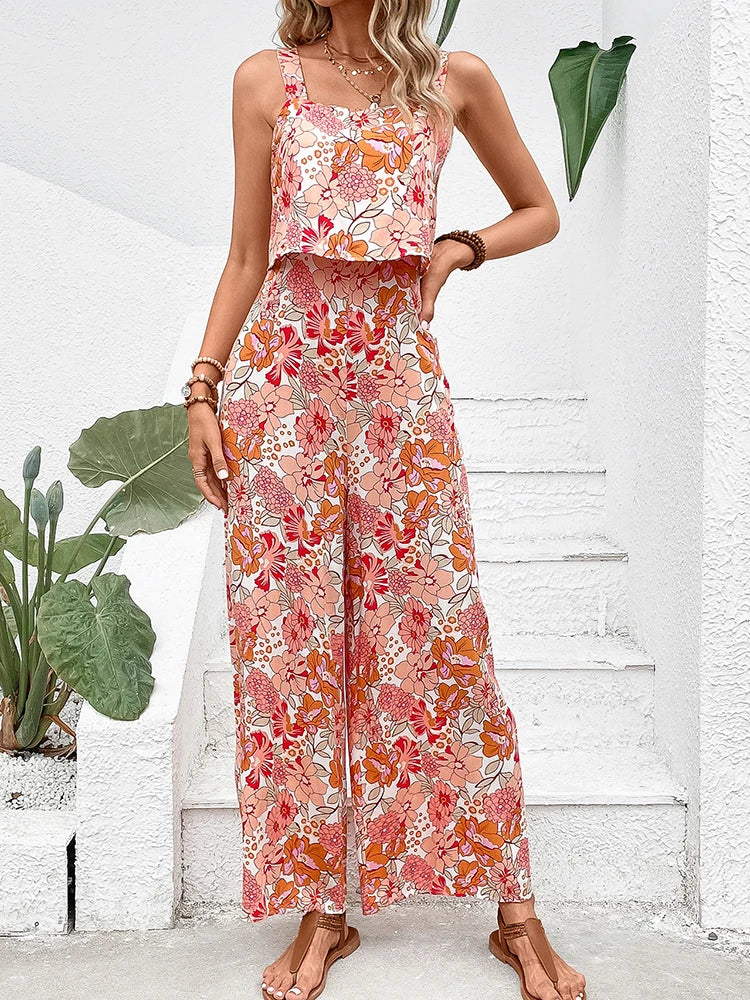 Jumpsuit met wijde pijpen en bloemen