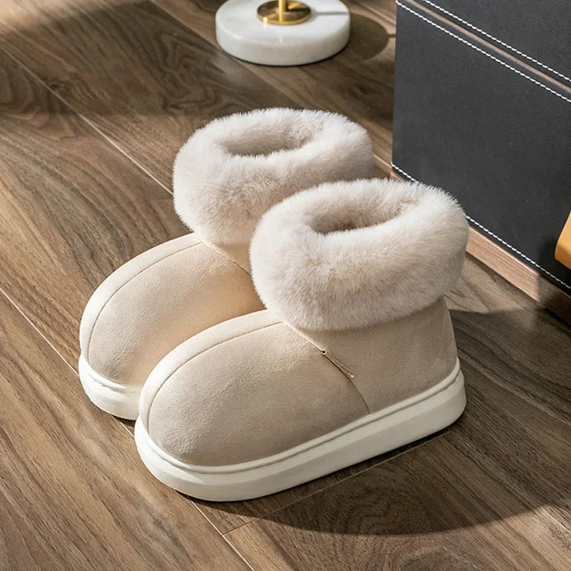 Elegante pantoffels in suèdelook met imitatiebont