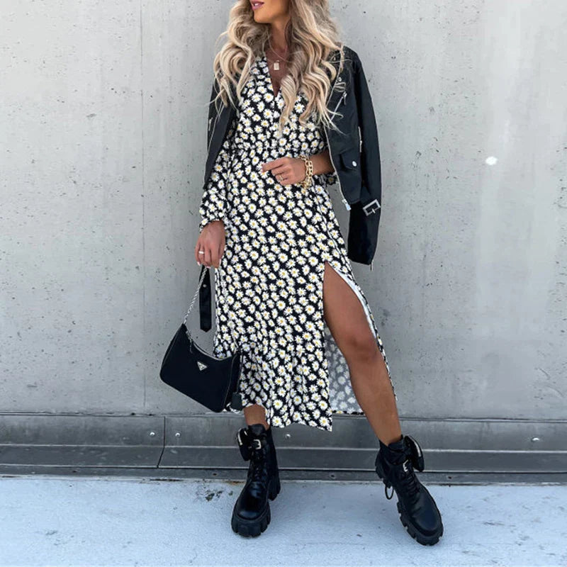 Maxi-jurk met V-halslijn