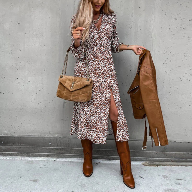 Maxi-jurk met V-halslijn