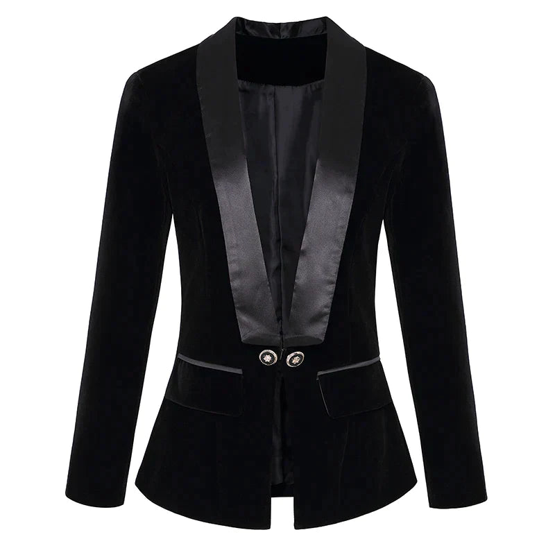 Fluwelen smokingblazer met satijnen revers
