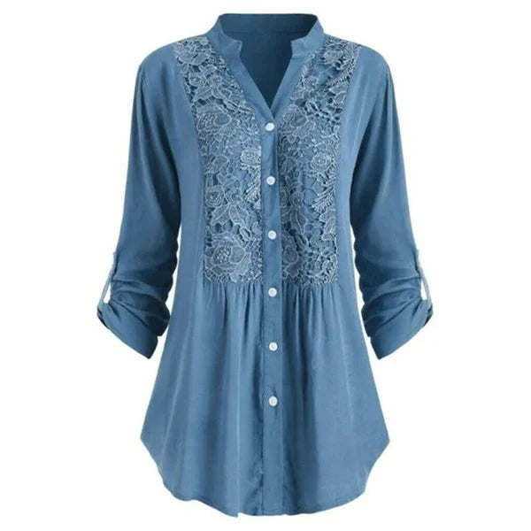 Lange blouse met pofmouwen voor dames