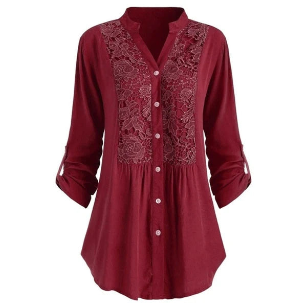 Lange blouse met pofmouwen voor dames