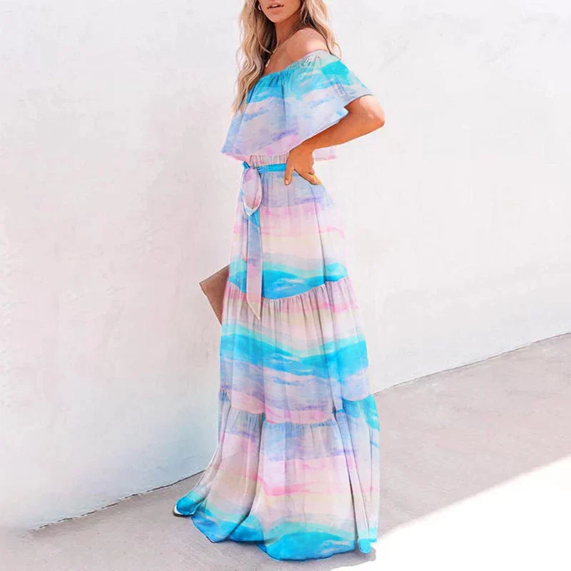 Lange jurk met ruches