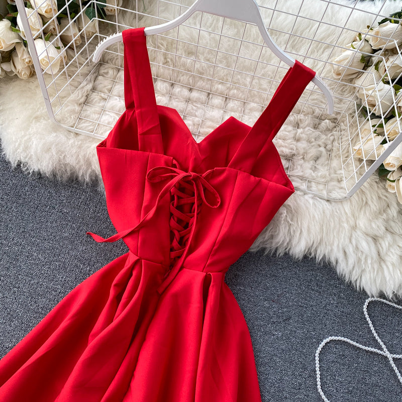 Mouwloze A-lijn avondjurk met sweetheart halslijn