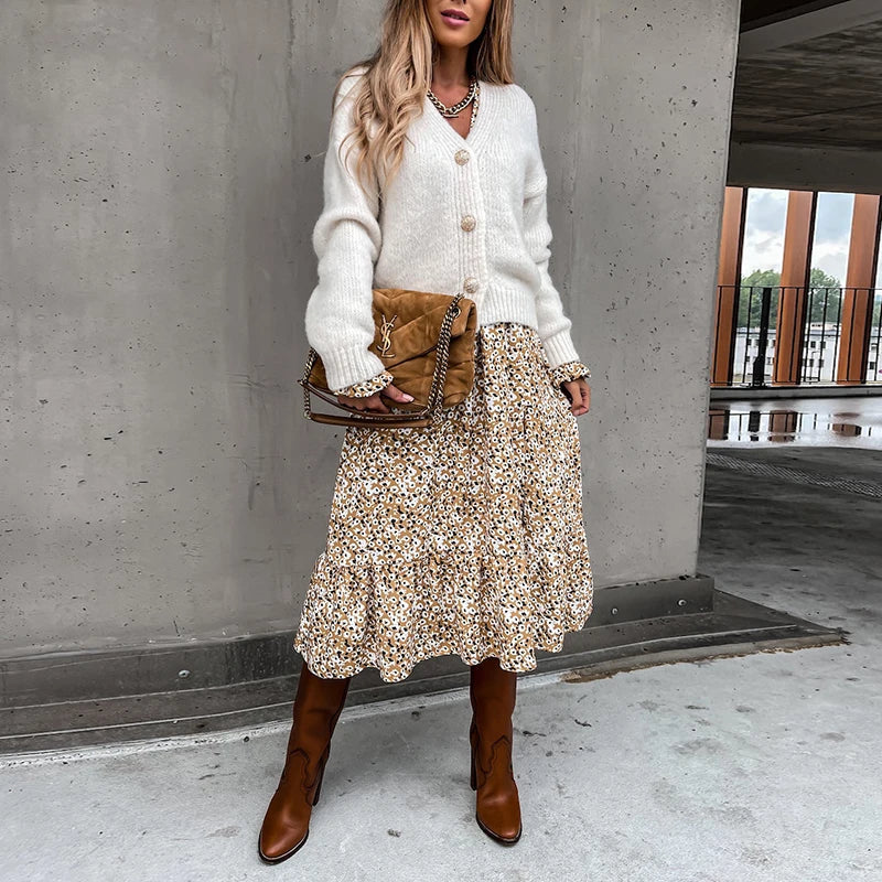 Maxi-jurk met V-halslijn