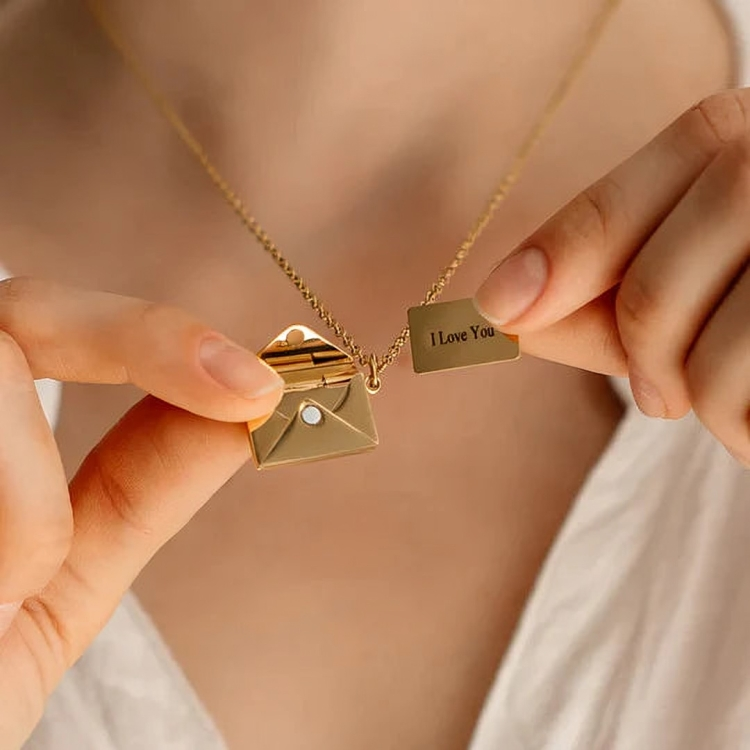 Geometrische hanger ketting met envelop