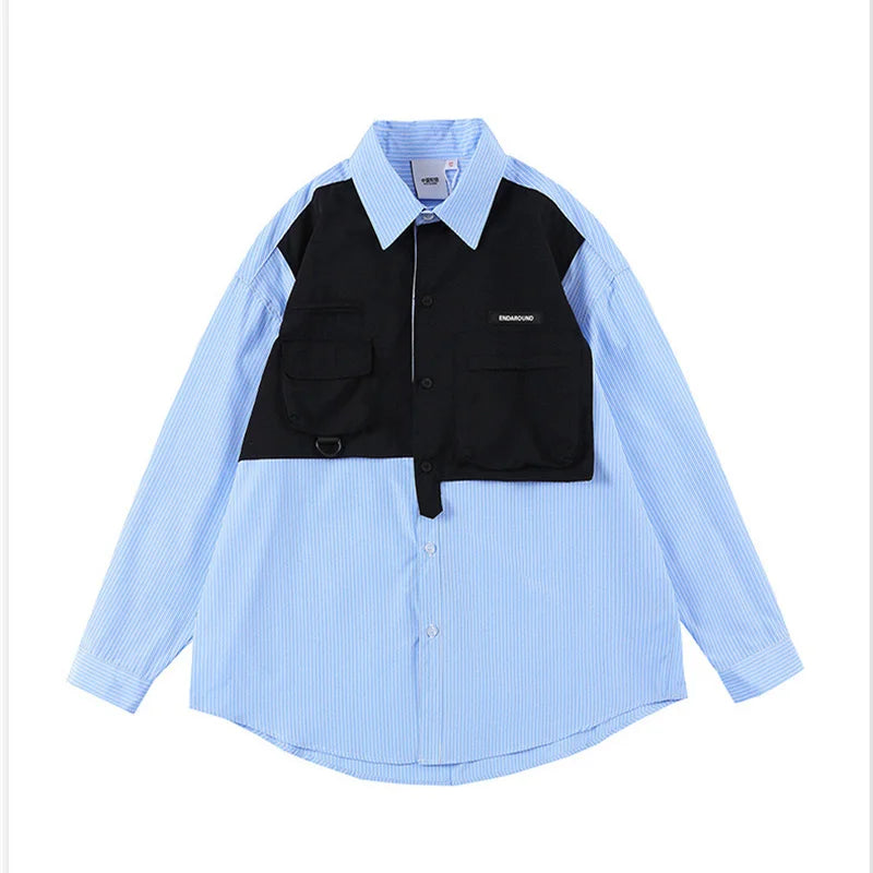 Tweekleurig shirt met lange mouwen en contrasterende kraag