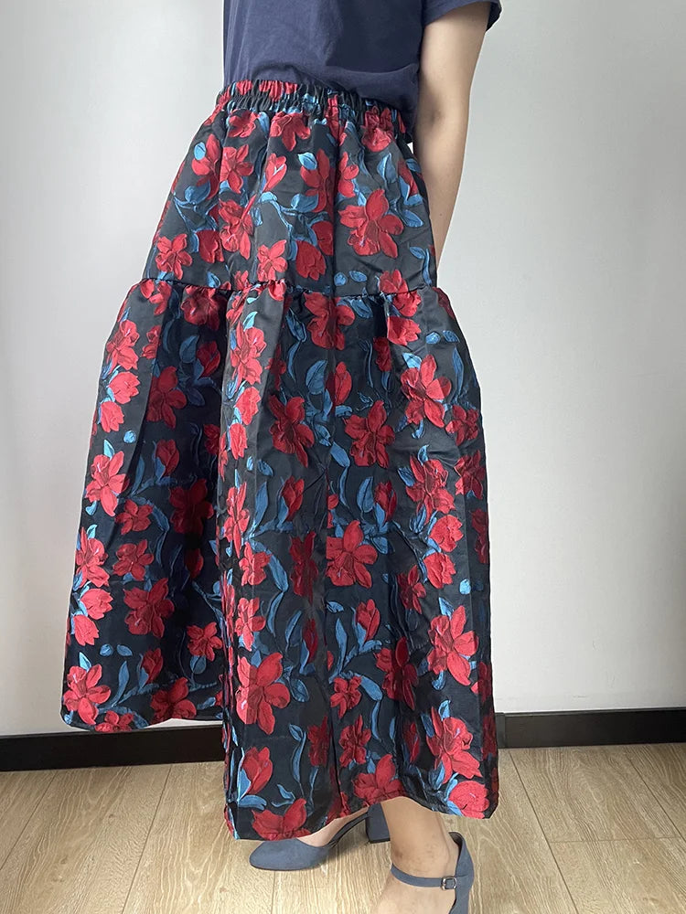 Vintage midirok met bloemenpatroon