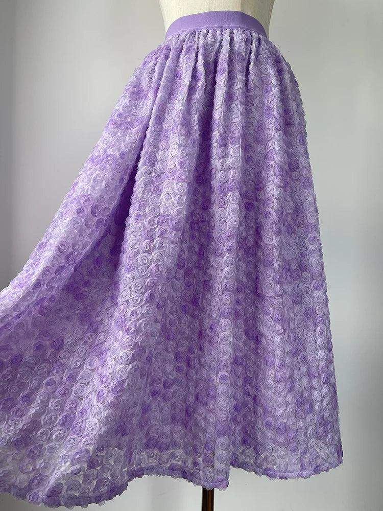 Paarse bloemenrok met hoogwaardige 3D-bloemdecoratie