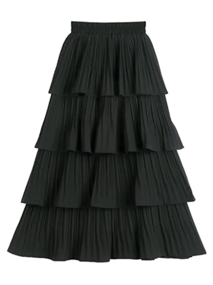 Rok met ruches en elastische tailleband