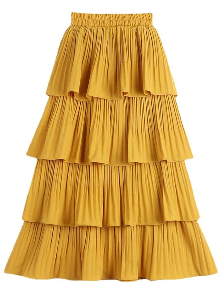 Rok met ruches en elastische tailleband