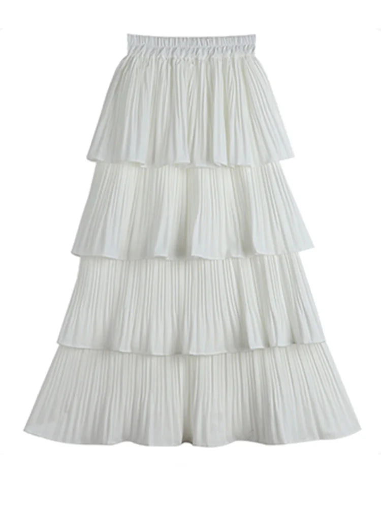 Rok met ruches en elastische tailleband