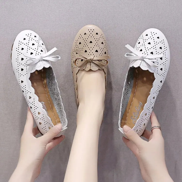 Lichtgewicht platte mocassins van echt leer