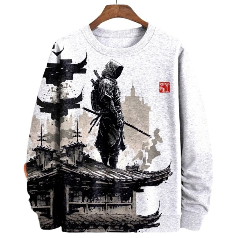 Vintage Samurai print Heren Sweatshirt