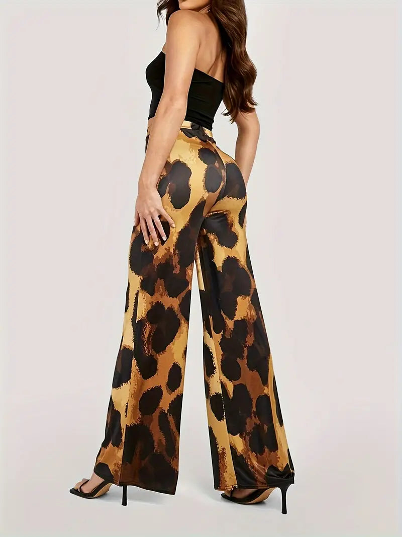 Broek met hoge taille en luipaardprint