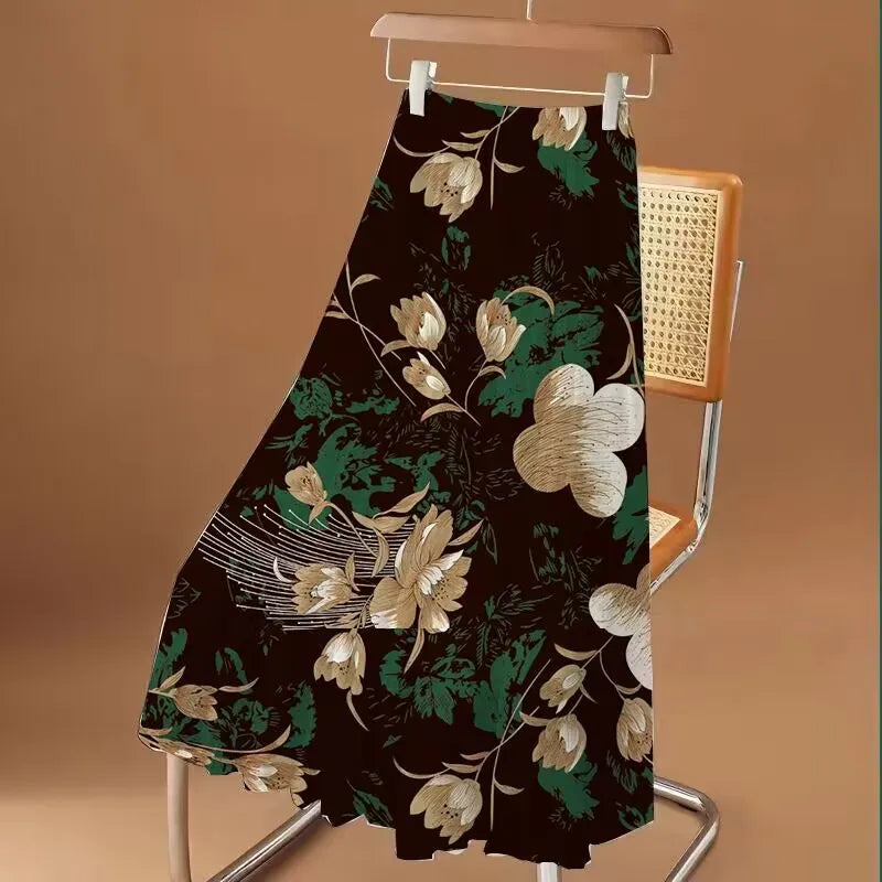 Modieuze lange chiffonrok met bloemenpatroon