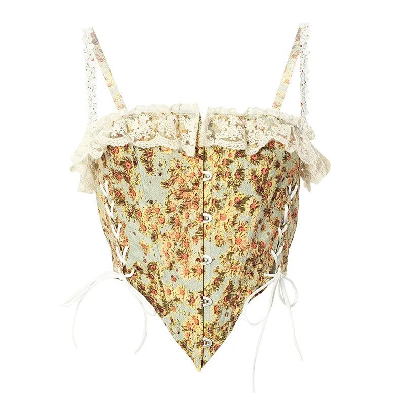 Gebloemd korset met kanten versiering