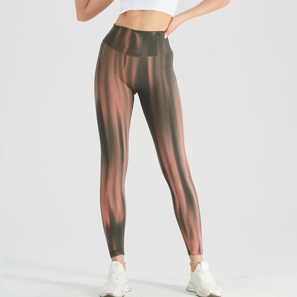 Performance legging met hoge taille en naadloos golfpatroon