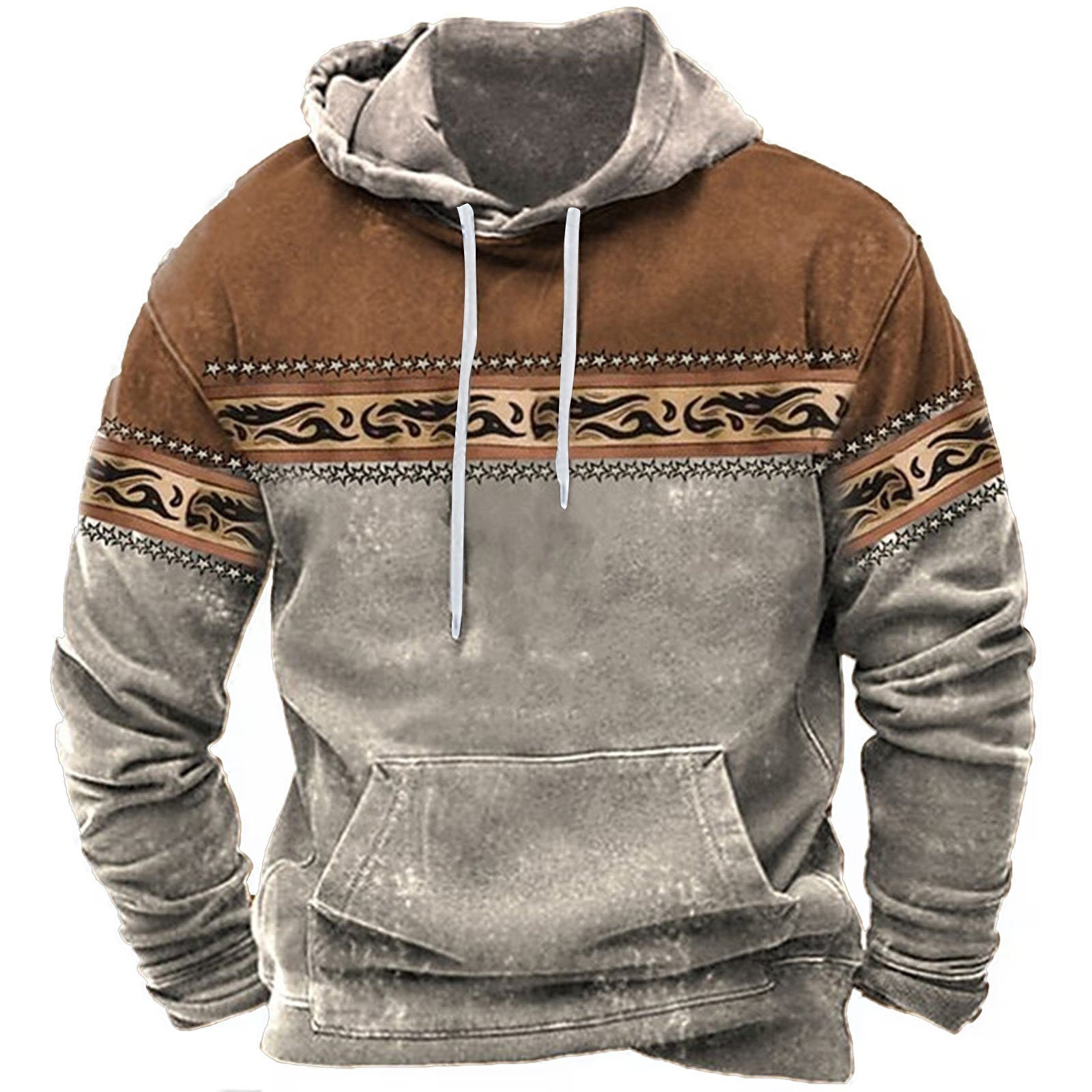 Vintage losse hoodies met grafische print voor mannen