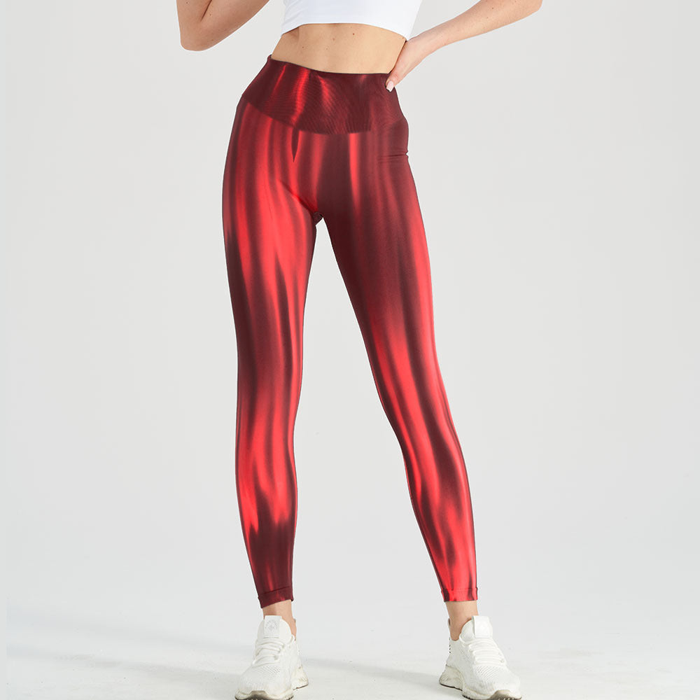 Performance legging met hoge taille en naadloos golfpatroon