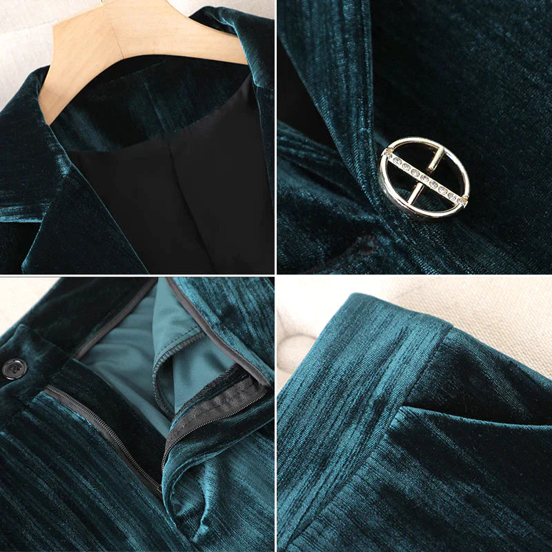 Fluwelen jas en broek voor dames