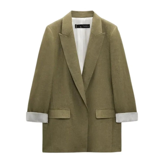 Multicolour open blazer voor dames met bedrukte mouwen, revers en geen knopen