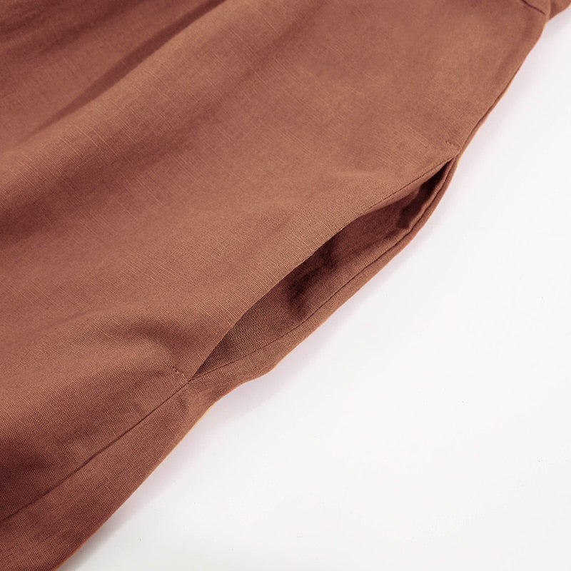 Klassieke linnen jurk | retro damesjurk met zakken