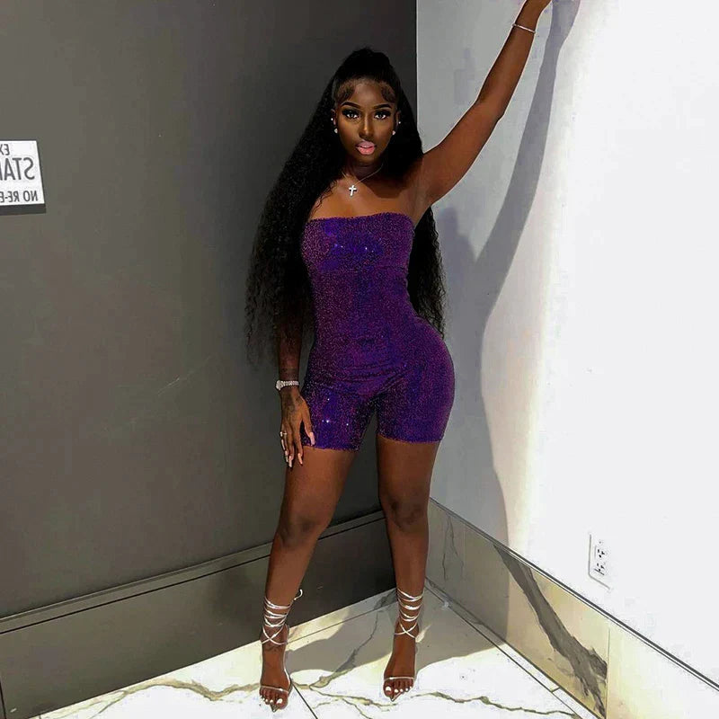 Jumpsuit met glinsterende pailletten en strapless snit