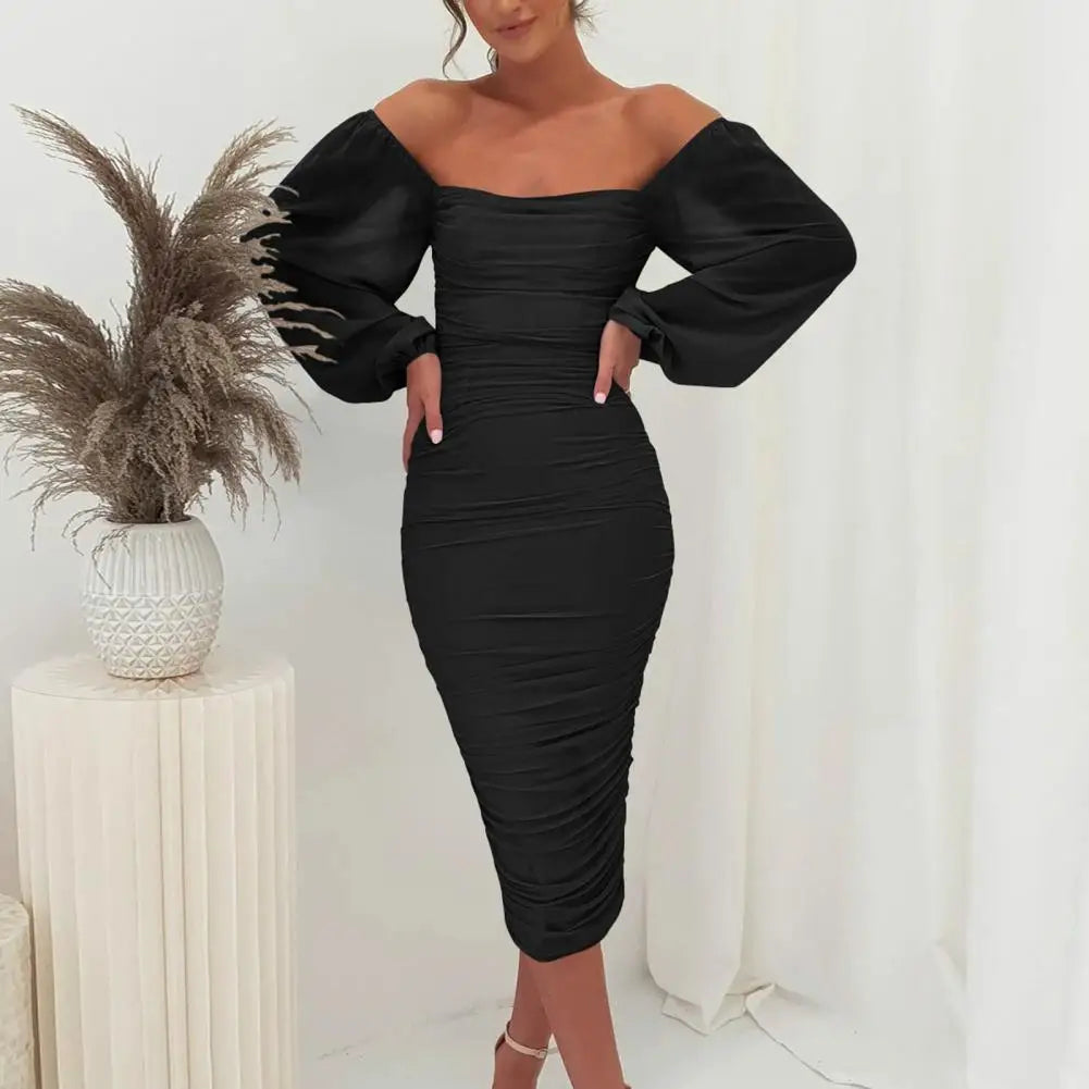 Midi-jurk met vierkante halslijn