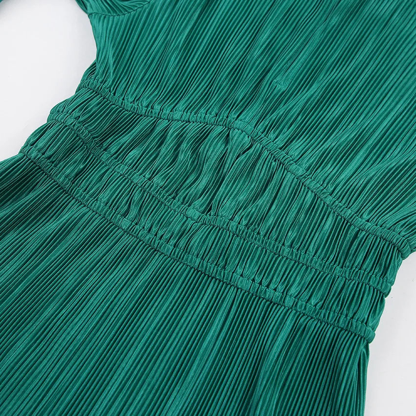 Geraffineerde geplooide mini-jurk met taillering