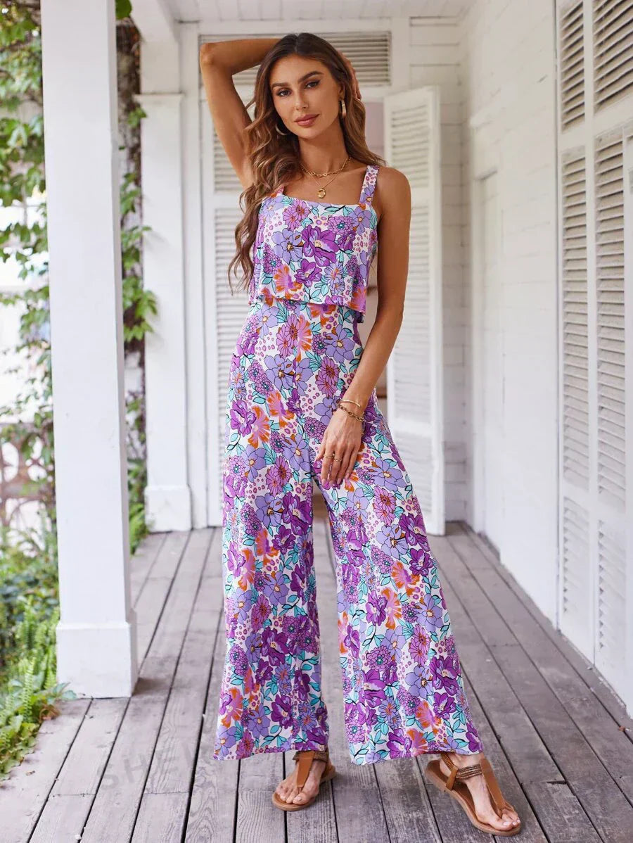 Jumpsuit met wijde pijpen en bloemen