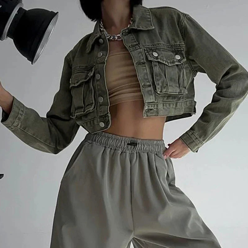 Kort spijkerjack met grote zakken