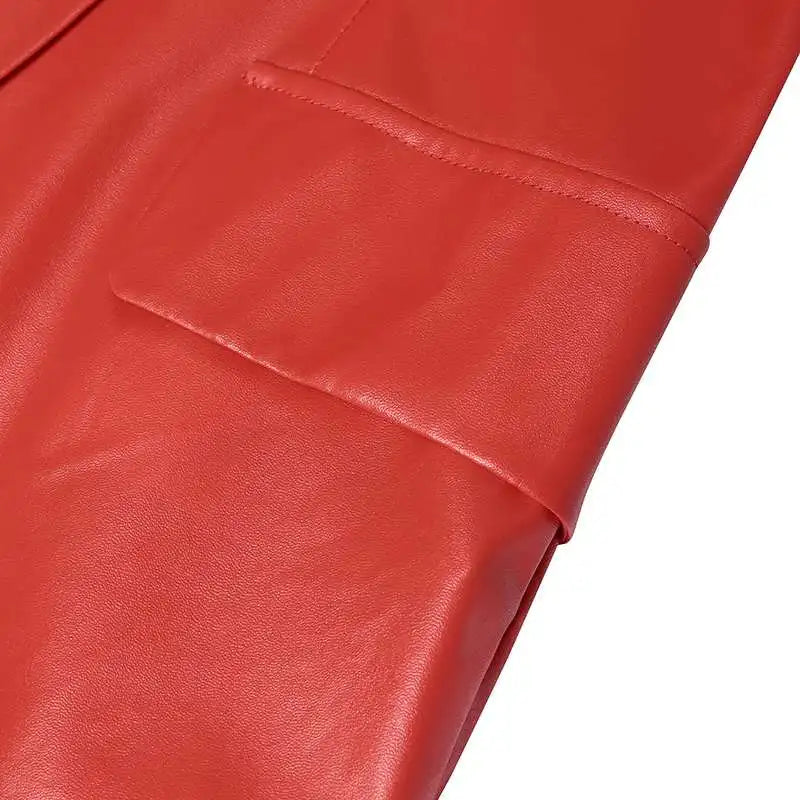 Getailleerde leren blazer met dubbele knoopsluiting