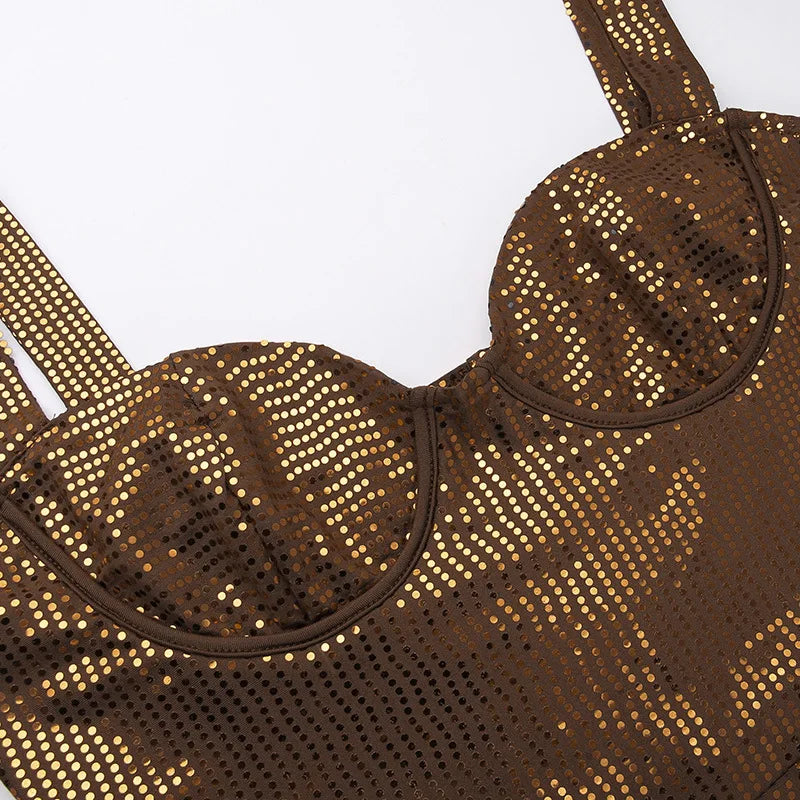 Glamoureuze avondjurk met paillettenversiering