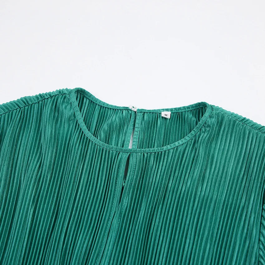 Geraffineerde geplooide mini-jurk met taillering