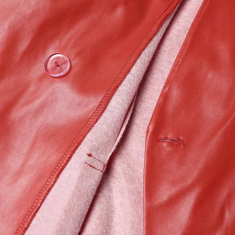 Getailleerde leren blazer met dubbele knoopsluiting